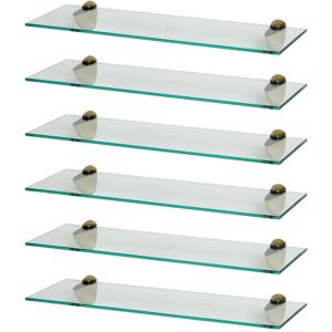 Harbour Housewares 6x Floating Glass Shelves - 60cm - Bathroom Shower Storage Display in Gold Gold Harbour Housewares 6x Floating Glass Shelves - 60cm - Bathroom Shower Storage Display in Gold Gold