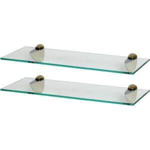 Harbour Housewares 2x Floating Glass Shelves - 50cm - Bathroom Shower Storage Display in Gold Gold Harbour Housewares 2x Floating Glass Shelves - 50cm - Bathroom Shower Storage Display in Gold Gold