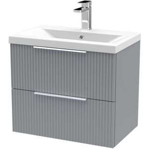 Balterley Fluted Wall Hung Vanity Unit with Basin, 600mm - Grey Grey Balterley Fluted Wall Hung Vanity Unit with Basin, 600mm - Grey Grey