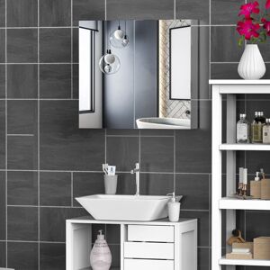 HOMCOM Bathroom Mirror Cabinet, Stainless Steel Wall Mounted Storage in Silver Silver HOMCOM Bathroom Mirror Cabinet, Stainless Steel Wall Mounted Storage in Silver Silver
