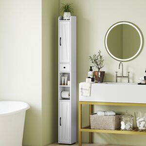 HOMCOM Tall Bathroom Storage Cabinet Slim Bathroom Cabinet with Drawer White White HOMCOM Tall Bathroom Storage Cabinet Slim Bathroom Cabinet with Drawer White White