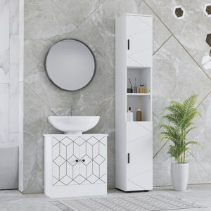 Kleankin Tall Bathroom Storage Cabinet with Soft Close Mechanism, White White Kleankin Tall Bathroom Storage Cabinet with Soft Close Mechanism, White White