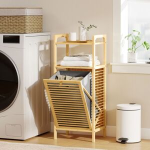 HOMCOM Removable 37L Laundry Hamper with Bamboo Bathroom Storage Cabinet in Natural Natural HOMCOM Removable 37L Laundry Hamper with Bamboo Bathroom Storage Cabinet in Natural Natural