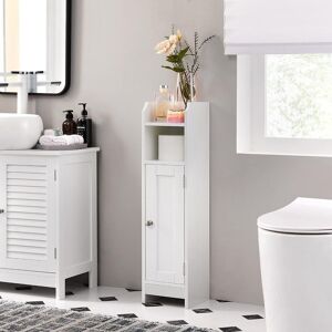 VASAGLE Narrow Bathroom Storage Cabinet with Door & Shelves in White White VASAGLE Narrow Bathroom Storage Cabinet with Door & Shelves in White White