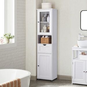 VASAGLE Tall Slim Bathroom Cabinet with Glass Door & Open Shelf in Light Grey Light Grey VASAGLE Tall Slim Bathroom Cabinet with Glass Door & Open Shelf in Light Grey Light Grey