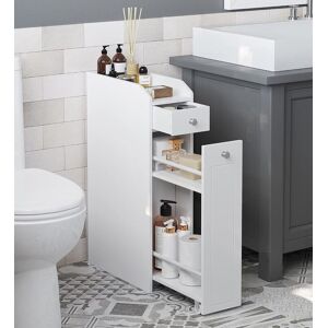 VASAGLE Freestanding Slim Toilet Paper Cabinet with Slide Out Drawers in White White VASAGLE Freestanding Slim Toilet Paper Cabinet with Slide Out Drawers in White White