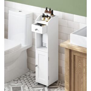 VASAGLE Slim Toilet Paper Holder Cabinet with Adjustable Shelf in White White VASAGLE Slim Toilet Paper Holder Cabinet with Adjustable Shelf in White White