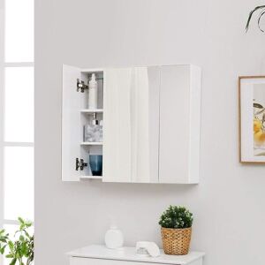 VASAGLE Wall Mirror Cabinet with 3 Doors & Adjustable Shelf in White White VASAGLE Wall Mirror Cabinet with 3 Doors & Adjustable Shelf in White White