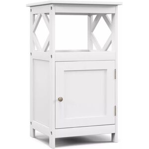 Costway Bathroom Floor Cabinet Single Door Storage Organizer Cabinet W/ Open Compartment in White White Costway Bathroom Floor Cabinet Single Door Storage Organizer Cabinet W/ Open Compartment in White White