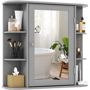 Costway 3 Tiers Mirrored Bathroom Cabinet Wall Mount Storage Cupboard with Display Shelves in Grey Grey Costway 3 Tiers Mirrored Bathroom Cabinet Wall Mount Storage Cupboard with Display Shelves in Grey Grey