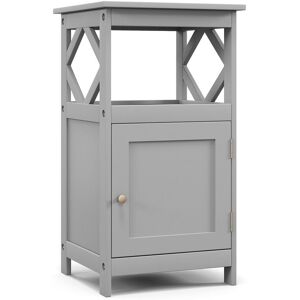 Costway Bathroom Floor Cabinet Single Door Storage Organizer Cabinet W/ Open Compartment in Grey Grey Costway Bathroom Floor Cabinet Single Door Storage Organizer Cabinet W/ Open Compartment in Grey Grey