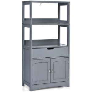 Costway Bathroom Floor Cabinet Wooden Tall Storage Cupboard Freestanding 2 Open Shelves in Grey Grey Costway Bathroom Floor Cabinet Wooden Tall Storage Cupboard Freestanding 2 Open Shelves in Grey Grey
