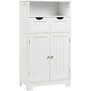Costway Bathroom Floor Cabinet Wooden Storage Cupboard w/ Adjustable Shelf in White White Costway Bathroom Floor Cabinet Wooden Storage Cupboard w/ Adjustable Shelf in White White
