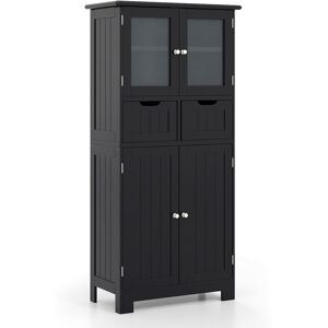 Costway Tall Bathroom Storage Cabinet Freestanding Floor Cabinet w/ Drawers in Black Black Costway Tall Bathroom Storage Cabinet Freestanding Floor Cabinet w/ Drawers in Black Black