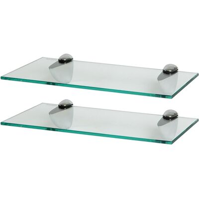 Harbour Housewares - 2x 40cm Glass Wall Shelf - Bathroom - Supports - Wall Shelves Harbour Housewares - 2x 40cm Glass Wall Shelf - Bathroom - Supports - Wall Shelves