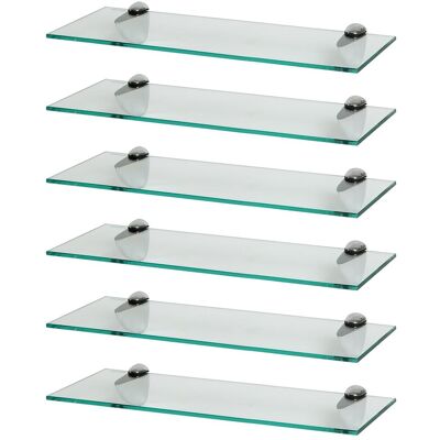 Harbour Housewares 6x Floating Glass Shelves - 50cm - Bathroom Shower Storage Display in Silver Silver Harbour Housewares 6x Floating Glass Shelves - 50cm - Bathroom Shower Storage Display in Silver Silver
