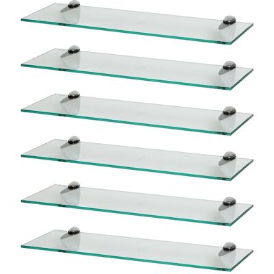 Harbour Housewares - 6x Clear 60cm Floating Glass Wall Shelves Harbour Housewares - 6x Clear 60cm Floating Glass Wall Shelves