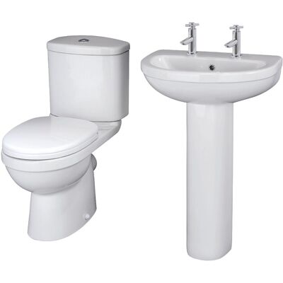 Balterley Vito Bathroom Round Ceramic Set - Toilet, Basin, Seat, 550mm Balterley Vito Bathroom Round Ceramic Set - Toilet, Basin, Seat, 550mm
