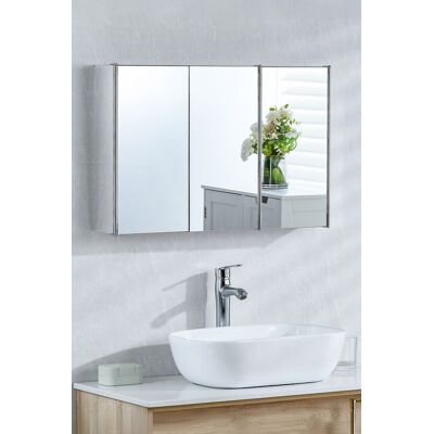 Home Discount Bath Vida Stainless Steel 3-Door Wall Cabinet (ALREADY ASSEMBLED) in Silver Silver Home Discount Bath Vida Stainless Steel 3-Door Wall Cabinet (ALREADY ASSEMBLED) in Silver Silver