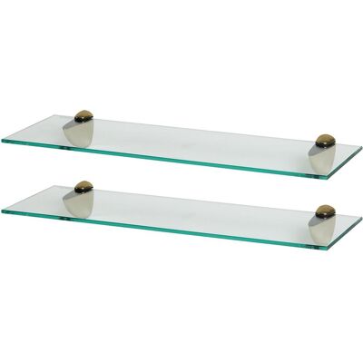 Harbour Housewares 2x Floating Glass Shelves - 60cm - Bathroom Shower Storage Display in Gold Gold Harbour Housewares 2x Floating Glass Shelves - 60cm - Bathroom Shower Storage Display in Gold Gold