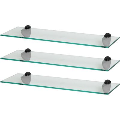 Harbour Housewares 3x Floating Glass Shelves - 60cm - Bathroom Shower Storage Display in Black Black Harbour Housewares 3x Floating Glass Shelves - 60cm - Bathroom Shower Storage Display in Black Black