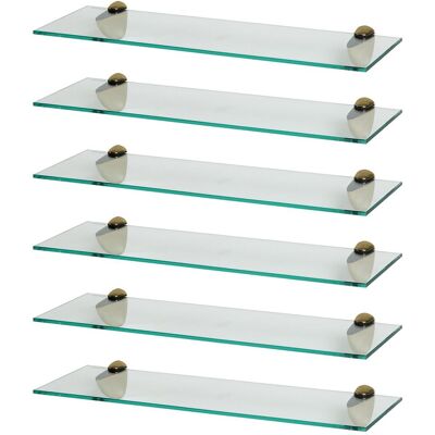 Harbour Housewares 6x Floating Glass Shelves - 60cm - Bathroom Shower Storage Display in Gold Gold Harbour Housewares 6x Floating Glass Shelves - 60cm - Bathroom Shower Storage Display in Gold Gold