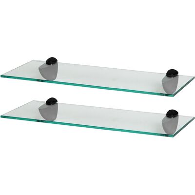 Harbour Housewares - Glass Floating Shelf 50cm - Clear - 2-pack - Shelf Harbour Housewares - Glass Floating Shelf 50cm - Clear - 2-pack - Shelf