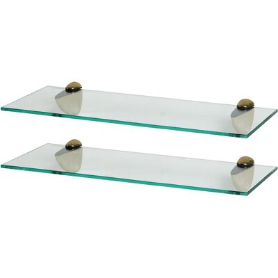 Harbour Housewares 2x Floating Glass Shelves - 50cm - Bathroom Shower Storage Display in Gold Gold Harbour Housewares 2x Floating Glass Shelves - 50cm - Bathroom Shower Storage Display in Gold Gold