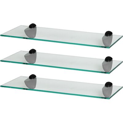 Harbour Housewares - 3x Glass Floating Shelf 50cm - Clear Harbour Housewares - 3x Glass Floating Shelf 50cm - Clear