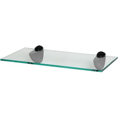 Harbour Housewares Floating Glass Shelf - 40cm - Bathroom Shower Storage Display Shelf in Black Black Harbour Housewares Floating Glass Shelf - 40cm - Bathroom Shower Storage Display Shelf in Black Black