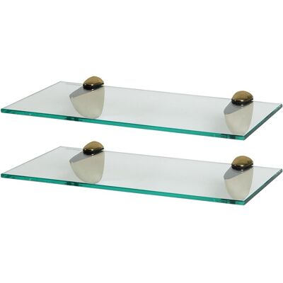 Harbour Housewares 2x Floating Glass Shelves - 40cm - Bathroom Shower Storage Display in Gold Gold Harbour Housewares 2x Floating Glass Shelves - 40cm - Bathroom Shower Storage Display in Gold Gold