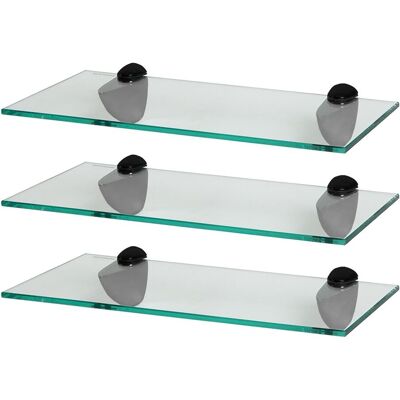 Harbour Housewares 3x Floating Glass Shelves - 40cm - Bathroom Shower Storage Display in Black Black Harbour Housewares 3x Floating Glass Shelves - 40cm - Bathroom Shower Storage Display in Black Black