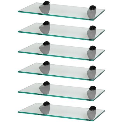 Harbour Housewares 6x Floating Glass Shelves - 40cm - Bathroom Shower Storage Display in Black Black Harbour Housewares 6x Floating Glass Shelves - 40cm - Bathroom Shower Storage Display in Black Black