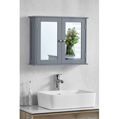 Home Discount Bath Vida Priano 2 Door Mirrored Wall Mounted Cabinet With Shelves Bathroom Storage 470 x 570 x 180 mm in Dark Grey Dark Grey Home Discount Bath Vida Priano 2 Door Mirrored Wall Mounted Cabinet With Shelves Bathroom Storage 470 x 570 x 180 mm in Dark Grey Dark Grey