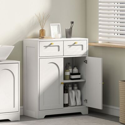 HOMCOM Bathroom Floor Cabinet, Bathroom Storage Unit with 2 Doors, White White HOMCOM Bathroom Floor Cabinet, Bathroom Storage Unit with 2 Doors, White White