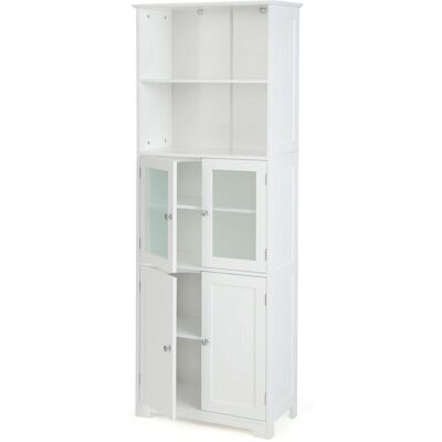 Costway 163cm Tall Bathroom Storage Cabinet Freestanding Kitchen Pantry Cupboard in White White Costway 163cm Tall Bathroom Storage Cabinet Freestanding Kitchen Pantry Cupboard in White White