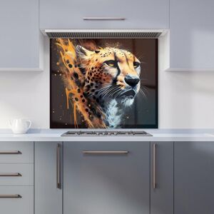 Warren Reed - Designer Cheetah Face Splashart Dark Background Kitchen Splashback in Yellow Size: 900mm x 650mm Yellow 900mm x 650mm Warren Reed - Designer Cheetah Face Splashart Dark Background Kitchen Splashback in Yellow Size: 900mm x 650mm Yellow 900mm x 650mm