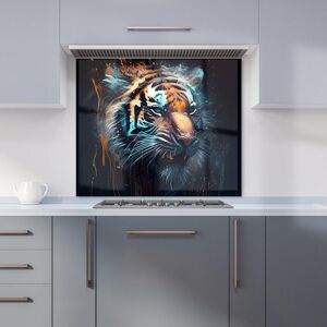 Warren Reed - Designer Tiger Face Splashart Dark Background Kitchen Splashback in Brown Size: 900mm x 650mm Brown 900mm x 650mm Warren Reed - Designer Tiger Face Splashart Dark Background Kitchen Splashback in Brown Size: 900mm x 650mm Brown 900mm x 650mm