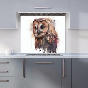 Warren Reed - Designer Tawny Owl Face Splashart Light Background Kitchen Splashback in Brown Size: 600mm x 600mm Brown 600mm x 600mm Warren Reed - Designer Tawny Owl Face Splashart Light Background Kitchen Splashback in Brown Size: 600mm x 600mm Brown 600mm x 600mm