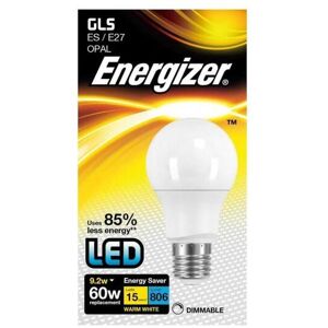 Energizer LED GLS 9.2w Opal 806lm Light Bulb E27 Warm White Dimmable