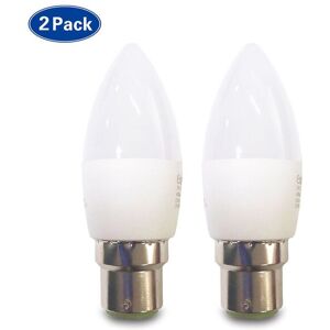 Living and Home 5W LED Candle Light Bulb B22, 4200K, Pack of 2, Clampshell in White White Living and Home 5W LED Candle Light Bulb B22, 4200K, Pack of 2, Clampshell in White White