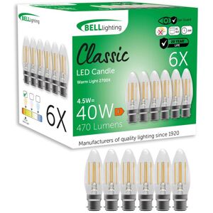 BELL Lighting B22 LED Filament Bulb Warm White 4.5W 470lm Bayonet Cap Light Bulb Size: Pack of 3 Warm White Pack of 3 BELL Lighting B22 LED Filament Bulb Warm White 4.5W 470lm Bayonet Cap Light Bulb Size: Pack of 3 Warm White Pack of 3