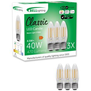 BELL Lighting E27 LED Filament Bulb Warm White 4.5W 470lm Screw Cap Everyday Light Size: Pack of 3 Warm White Pack of 3 BELL Lighting E27 LED Filament Bulb Warm White 4.5W 470lm Screw Cap Everyday Light Size: Pack of 3 Warm White Pack of 3