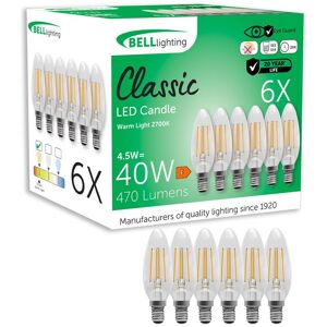 BELL Lighting E14 LED Filament Bulb Warm White 4.5W 470lm Small Screw Light Bulb Size: Pack of 3 Warm White Pack of 3 BELL Lighting E14 LED Filament Bulb Warm White 4.5W 470lm Small Screw Light Bulb Size: Pack of 3 Warm White Pack of 3