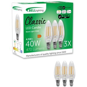 BELL Lighting E14 Dimmable LED Filament Bulb Warm White 4.5W 470lm Candle Light Bulb Size: Pack of 6 Warm White Pack of 6 BELL Lighting E14 Dimmable LED Filament Bulb Warm White 4.5W 470lm Candle Light Bulb Size: Pack of 6 Warm White Pack of 6