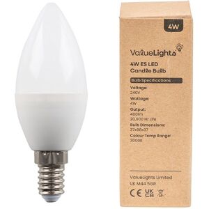 ValueLights 2 Pack E14 White Thermal Plastic Candle LED 4W Warm White 3000K 400lm Light Bulb White ValueLights 2 Pack E14 White Thermal Plastic Candle LED 4W Warm White 3000K 400lm Light Bulb White