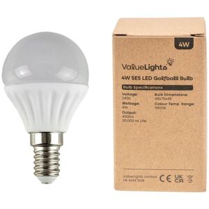 ValueLights 6 Pack Golfball LED Bulbs 4W in Cool White 6500K White ValueLights 6 Pack Golfball LED Bulbs 4W in Cool White 6500K White