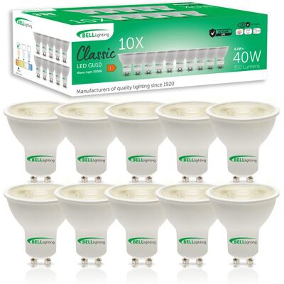 BELL Lighting GU10 LED Bulbs Soft White 4.4W 350lm 40W Halogen Replacement in Warm White Size: Pack of 5 Warm White Pack of 5 BELL Lighting GU10 LED Bulbs Soft White 4.4W 350lm 40W Halogen Replacement in Warm White Size: Pack of 5 Warm White Pack of 5