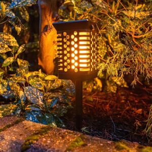 ValueLights Flame Effect Multi Function Solar Lantern Spike Light in Black Black ValueLights Flame Effect Multi Function Solar Lantern Spike Light in Black Black