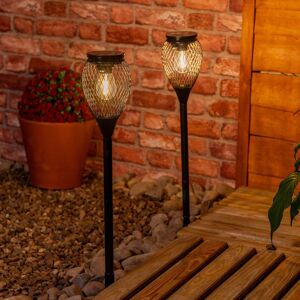 ValueLights Black Metal Cage Solar Powered Outdoor Spike Lights 2 Pack Garden Stake Lamp Black 2 Pack ValueLights Black Metal Cage Solar Powered Outdoor Spike Lights 2 Pack Garden Stake Lamp Black 2 Pack